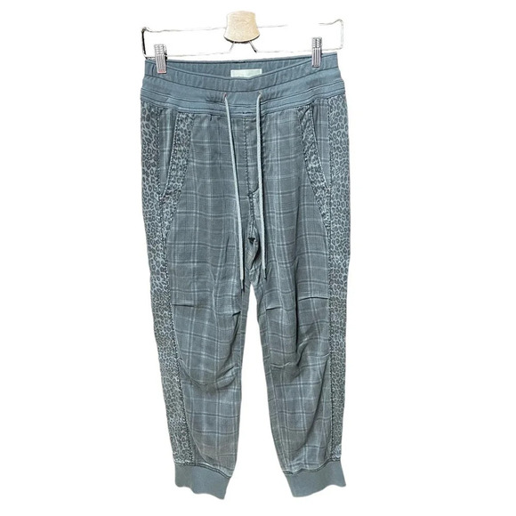Anthropologie Kalli Joggers Pants Drawstring Plaid Leopard Print Gray Size XS - Picture 2 of 9